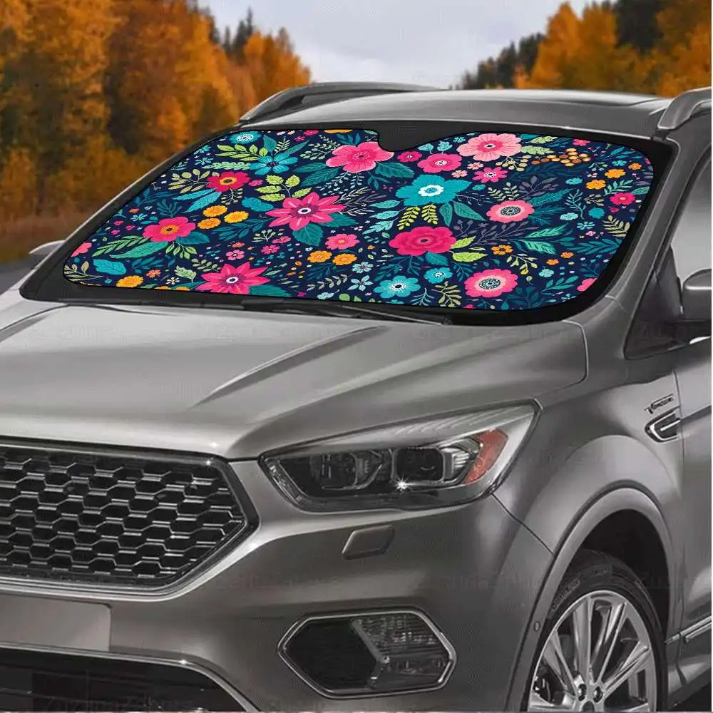 1pc A Vibrant Floral Design That Provides Protection Against Wind And Sun, Shielding Your Vehicle From UV Rays To Maintain A Coo