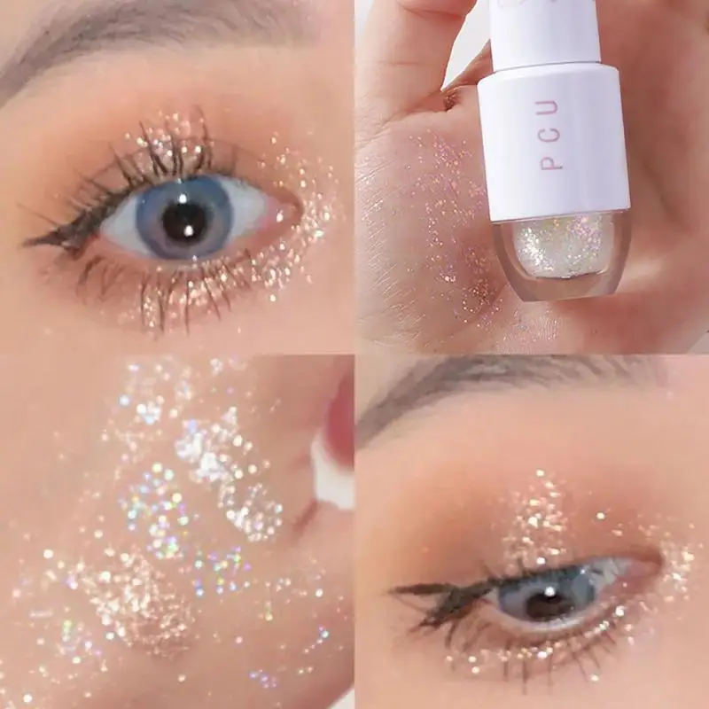 Bright Shine Liquid Eye Shadow Glitter Highlighter Waterproof Pearlescent paillettes sdraiato baco da seta Fine trucco cosmetico coreano