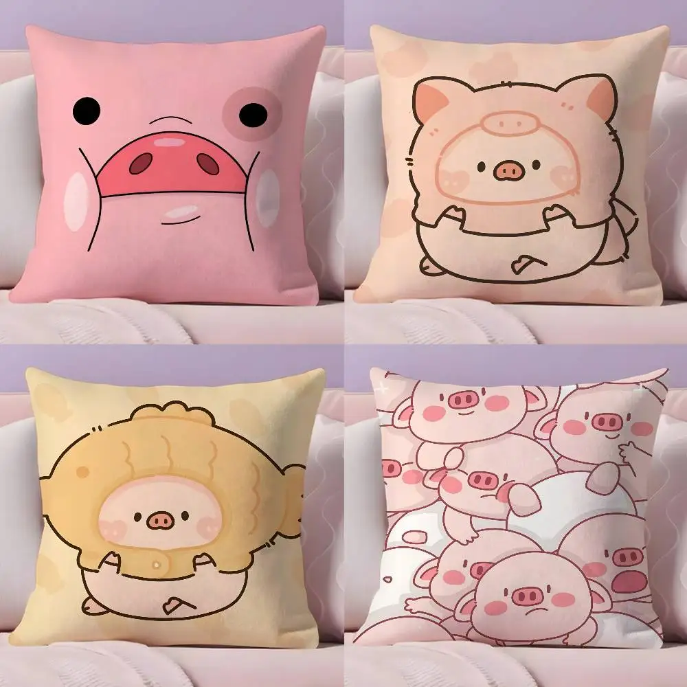Cute Anime Pink Pig Kwaii Cartoon Pillow Case Pillowcase Ultra Soft Skin Friendly Fabric Cloud Like Comfort & Concealed Zipper