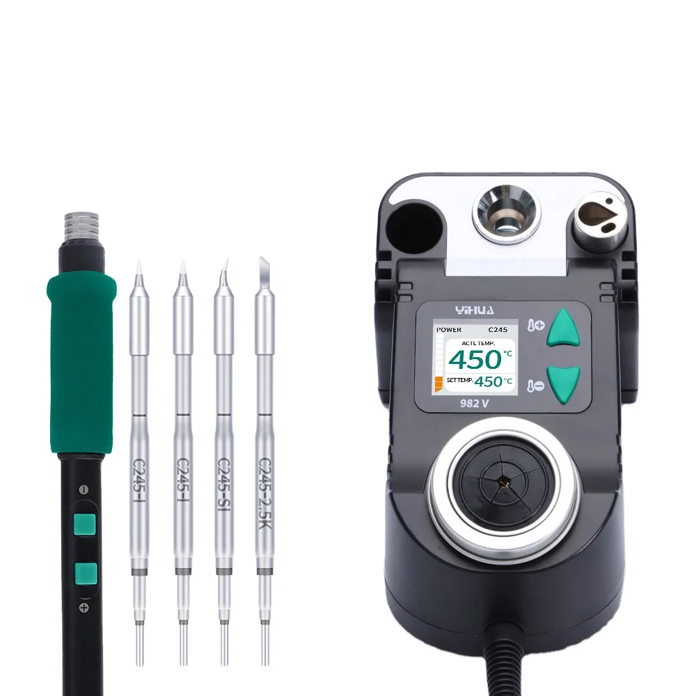 YIHUA 982-V C210 C245 Soldering Iron Kit Rapid Heating Compact Tip Soldering Station Portable Mini Case