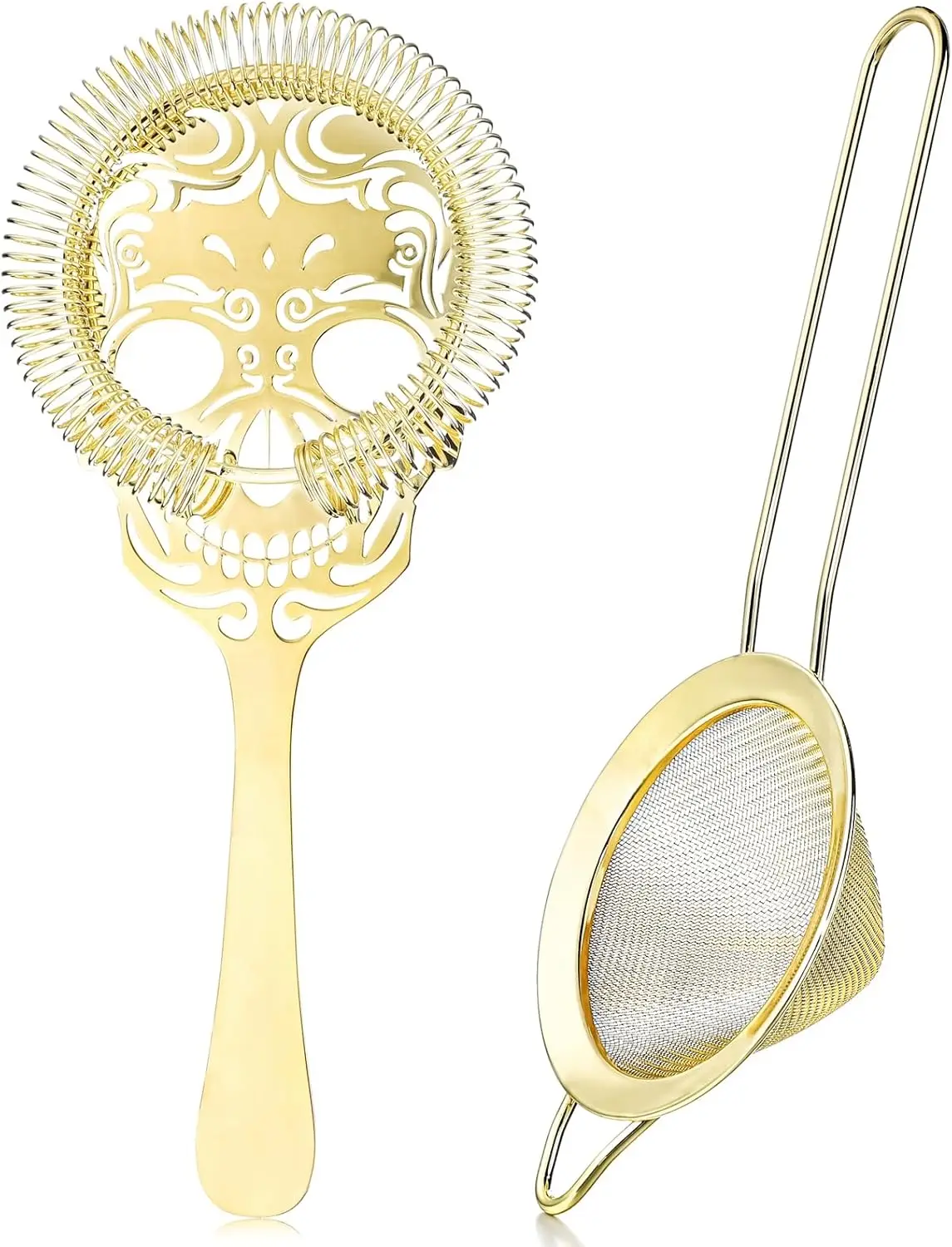 

Cocktail Strainer Set Stainless Steel Bar Strainer,Hawthorne Strainer and Fine Mesh Strainer,Gold Drink Strainer Set for