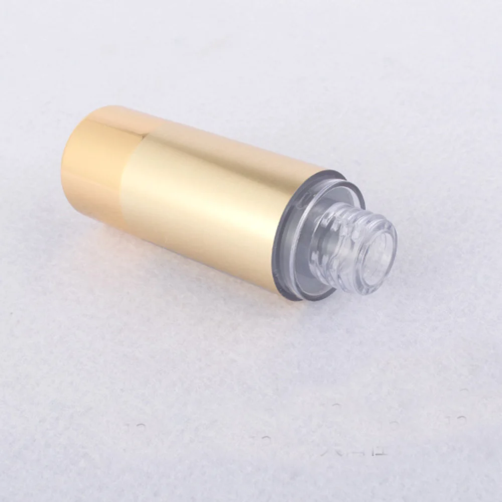 30ml&50ml capacity gold color round shape acrylic material alumite Vacuum lotion bottle with duckbilled pump and cap