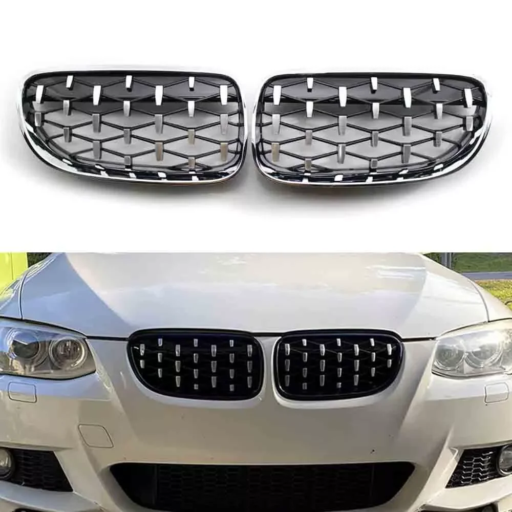 PAIR Car Front Bumper Kidney Grille Diamond Meteor Racing Grill For BMW E92 E93 LCI 2 Doors 2010-2012 51137254967 51137254968