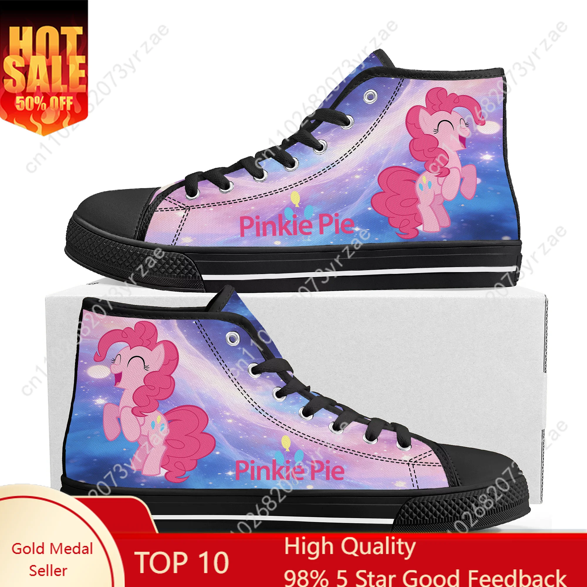 

Pinkie Pie High Top Shoes Man Woman Sneakers My Little Pony Friendship Is Magic Fashion Casual Shoe Custom Footwear