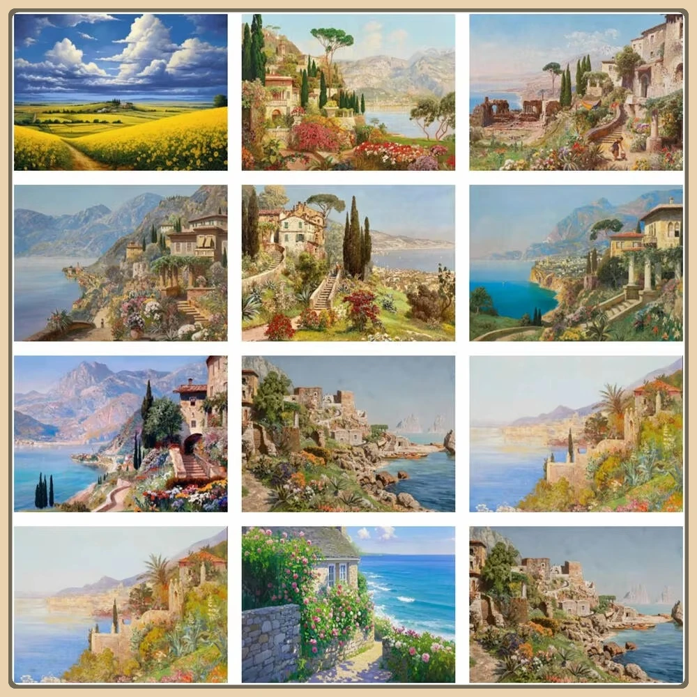 

Картина по номерам, домашний пейзаж, картины на холсте, наборы морских ручных красок, украшение стены, безрамное