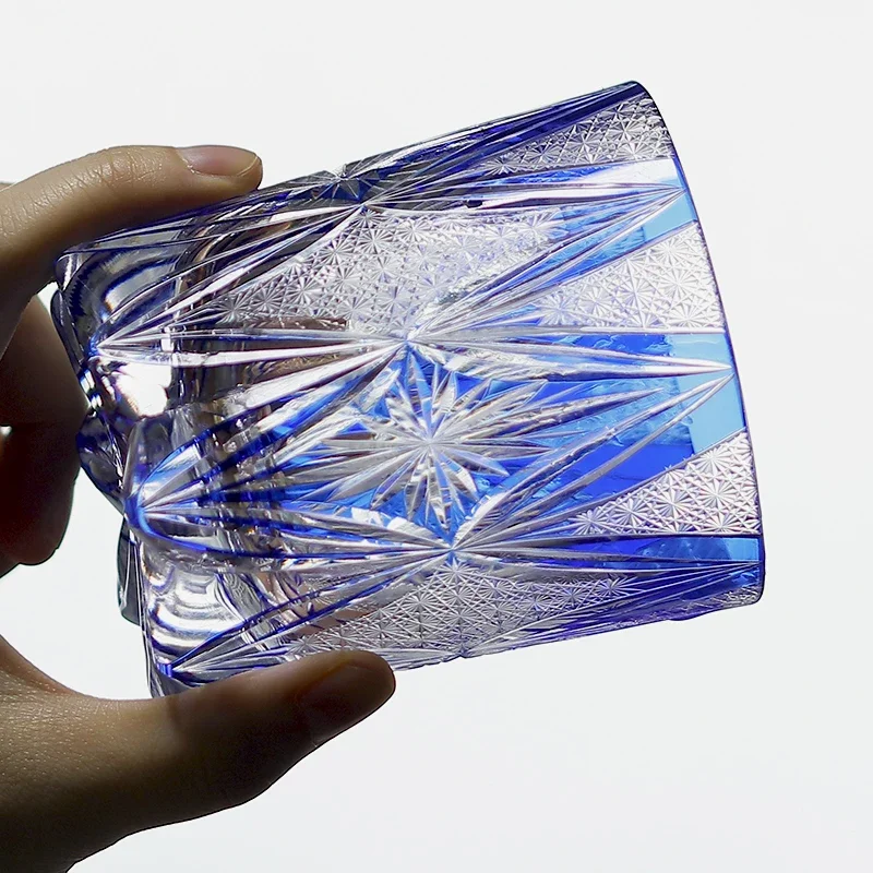 240ml Hand Cut to Clear Color Whiskey Tumbler Japanese Style Edo Kiriko Rocks Glass for Spirits And Beverages