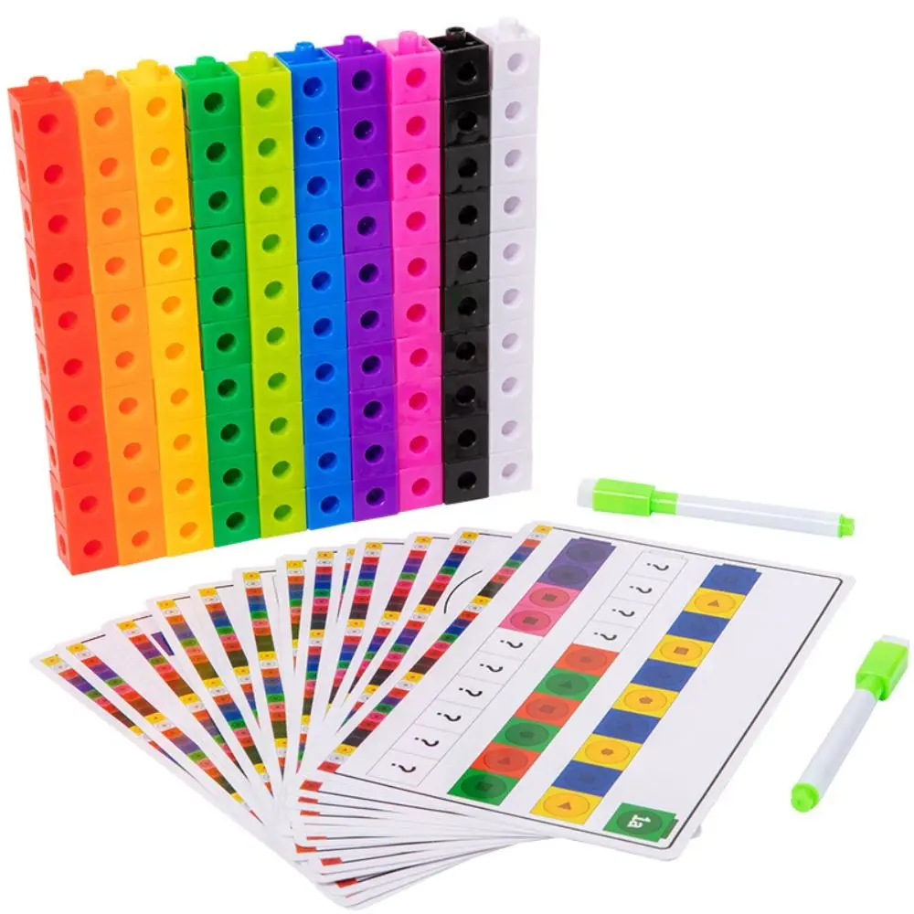 Montessori cubo quebra-cabeça blocos de construção multilink contagem empilhados diy blocos de construção cubo modelo aprendizagem