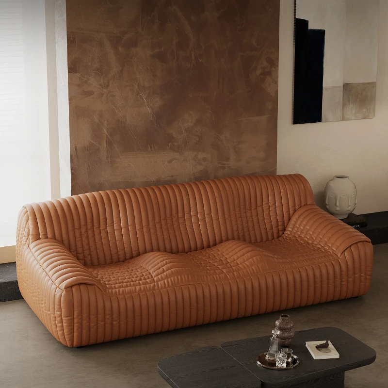 Ölwachs Leder Welle Sofa Leder Wohnzimmer Zuhause mittelalterliche erste Schicht Rindsleder High-End-Möbel