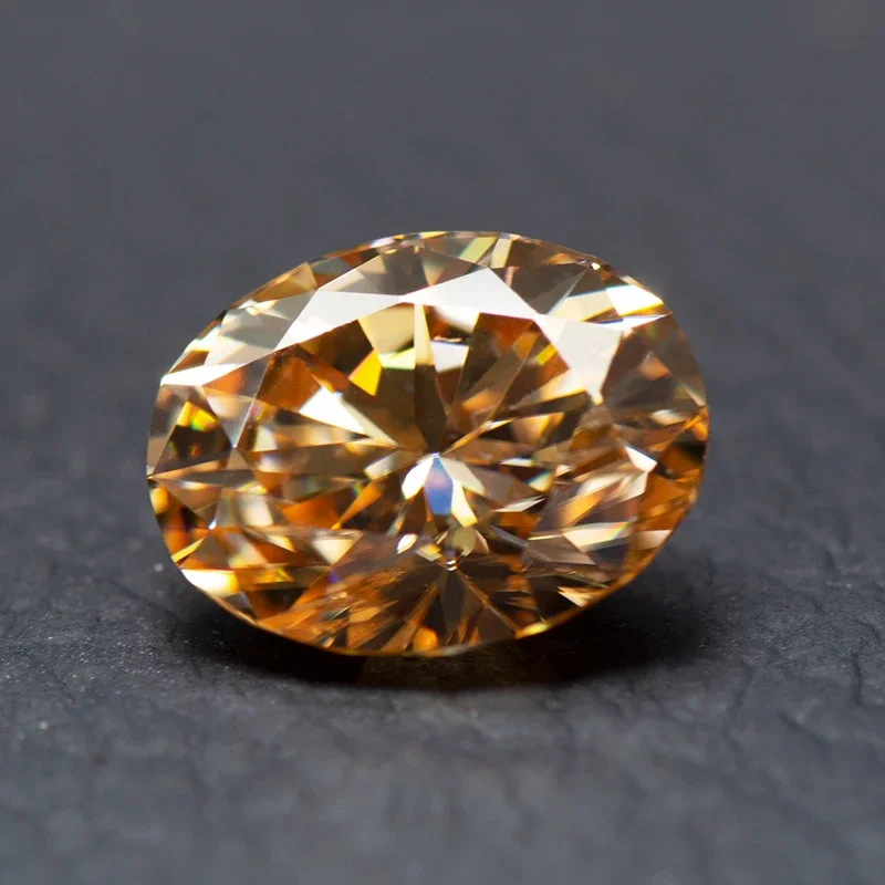 Moissanit-Stein Champagnerfarbe Ovaler Schliff Synthetischer Laborgezüchteter Edelstein Diamant-Schmuckherstellungsmaterialien Mit Zertifikat – Detail 3