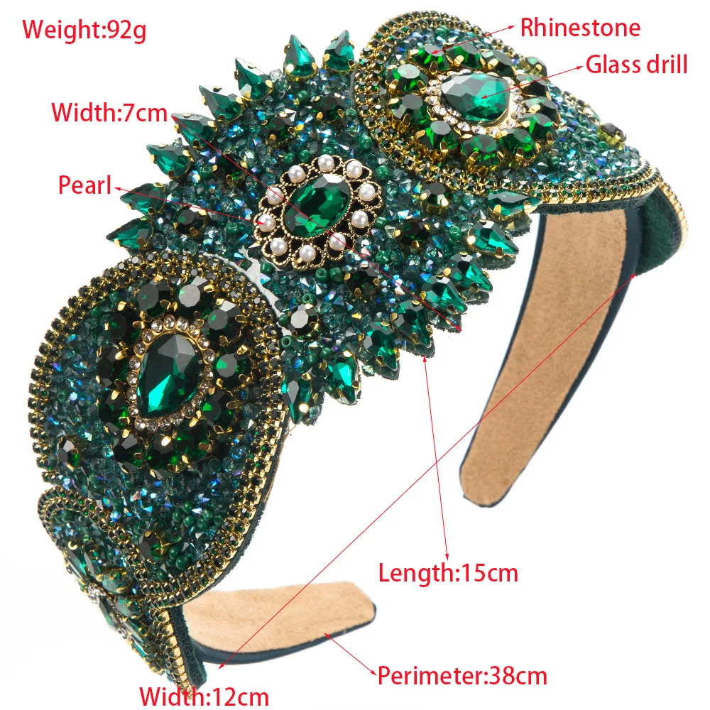 Heming headband retro exaggerated court style full of diamonds wide edge headband femininity advanced sense dinner party ball ha