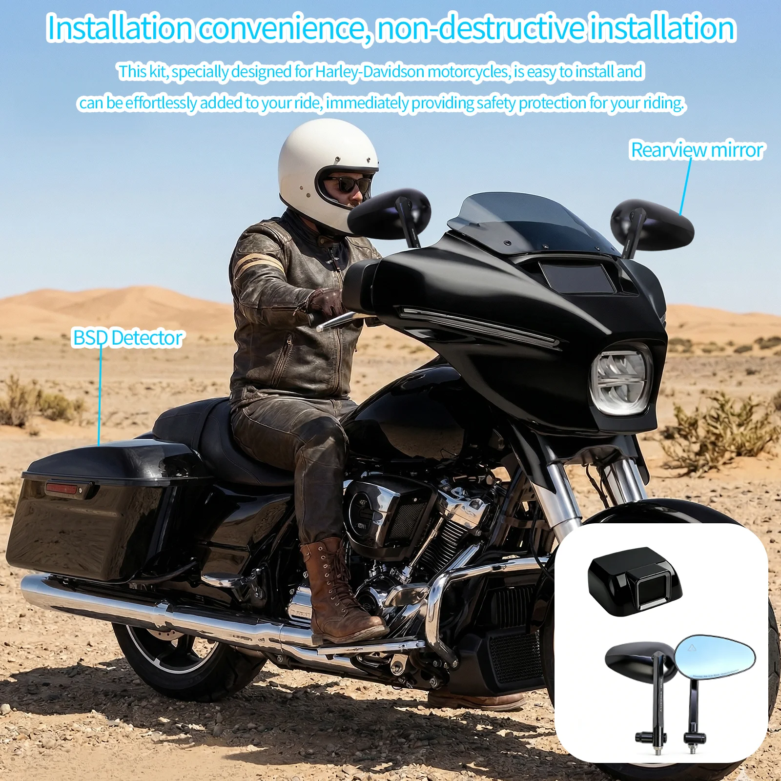 Hot Fit For Harley-Davidson CVO Road Glide 3 Motorcycle BSD Blind Spot Mirror Radar No Drilling motorcycle accessories Parts 11