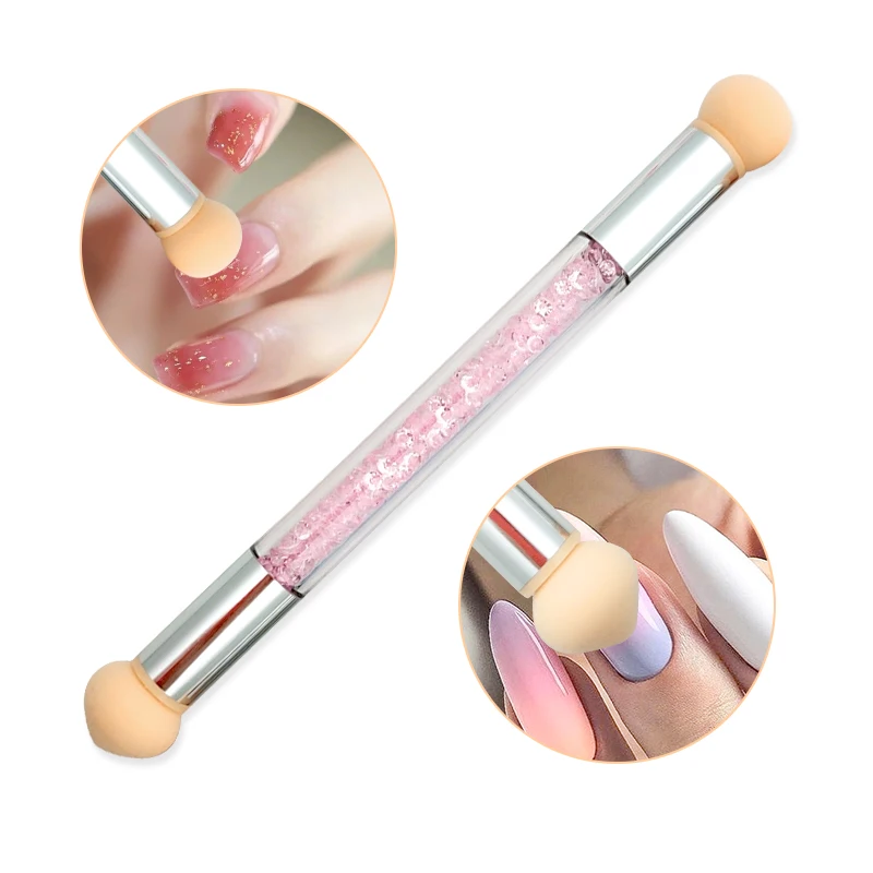 

1 Pc Double-ended Gradient Shading Pen Dotting Brush Sponge Head Rhinestone Handle Nail Art Brush Nail Art Painting Tool