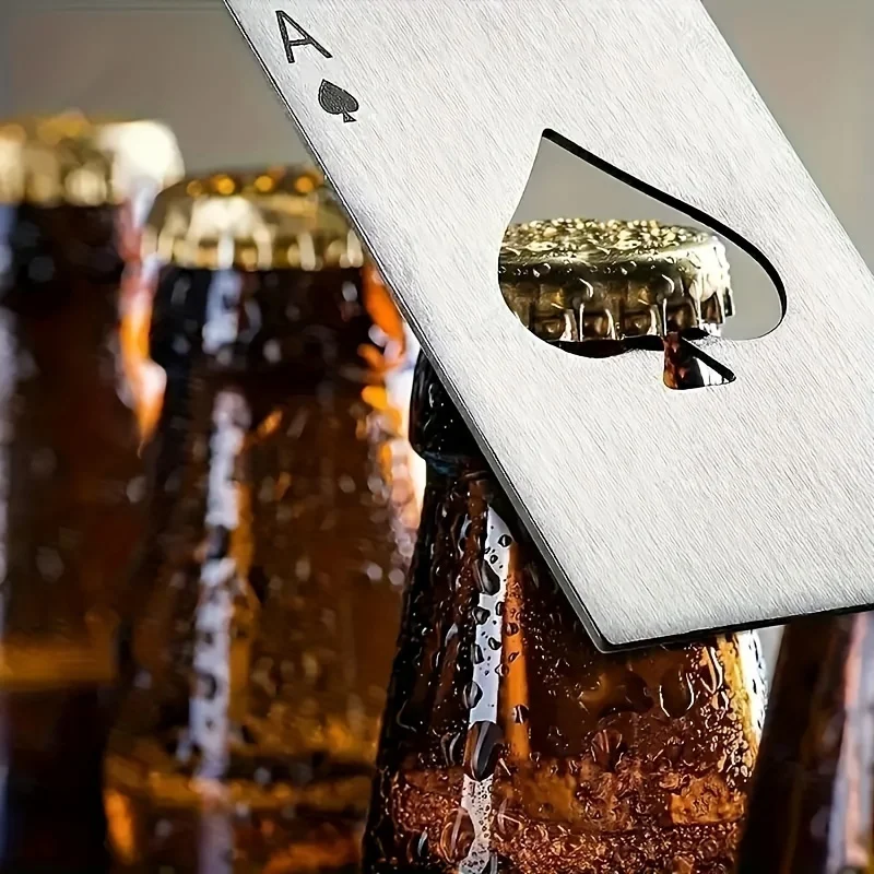 Black Ace of Spades Card Bottle Opener, Stainless Steel Credit Card Size Beer Opener, Portable Bar Gadget Gift