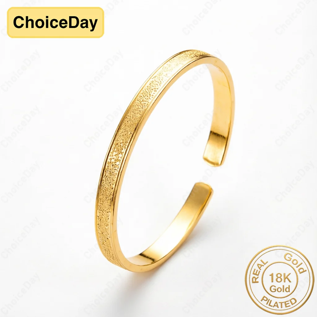 

18K Gold Plated frosted texture Luxury Bracelet Bracelet Cute Feminine Fashion Party Wedding Jewelry With Adjustable Size