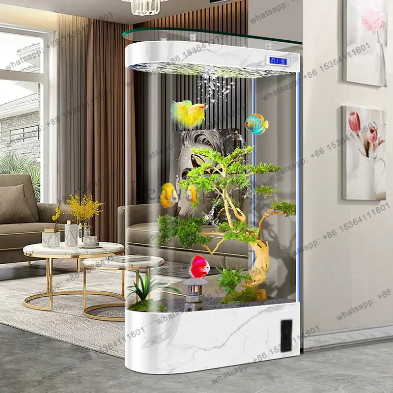 yj9 Living room household glass fish tank aquarium entrance screen partition U-shaped water-free goldfish tank