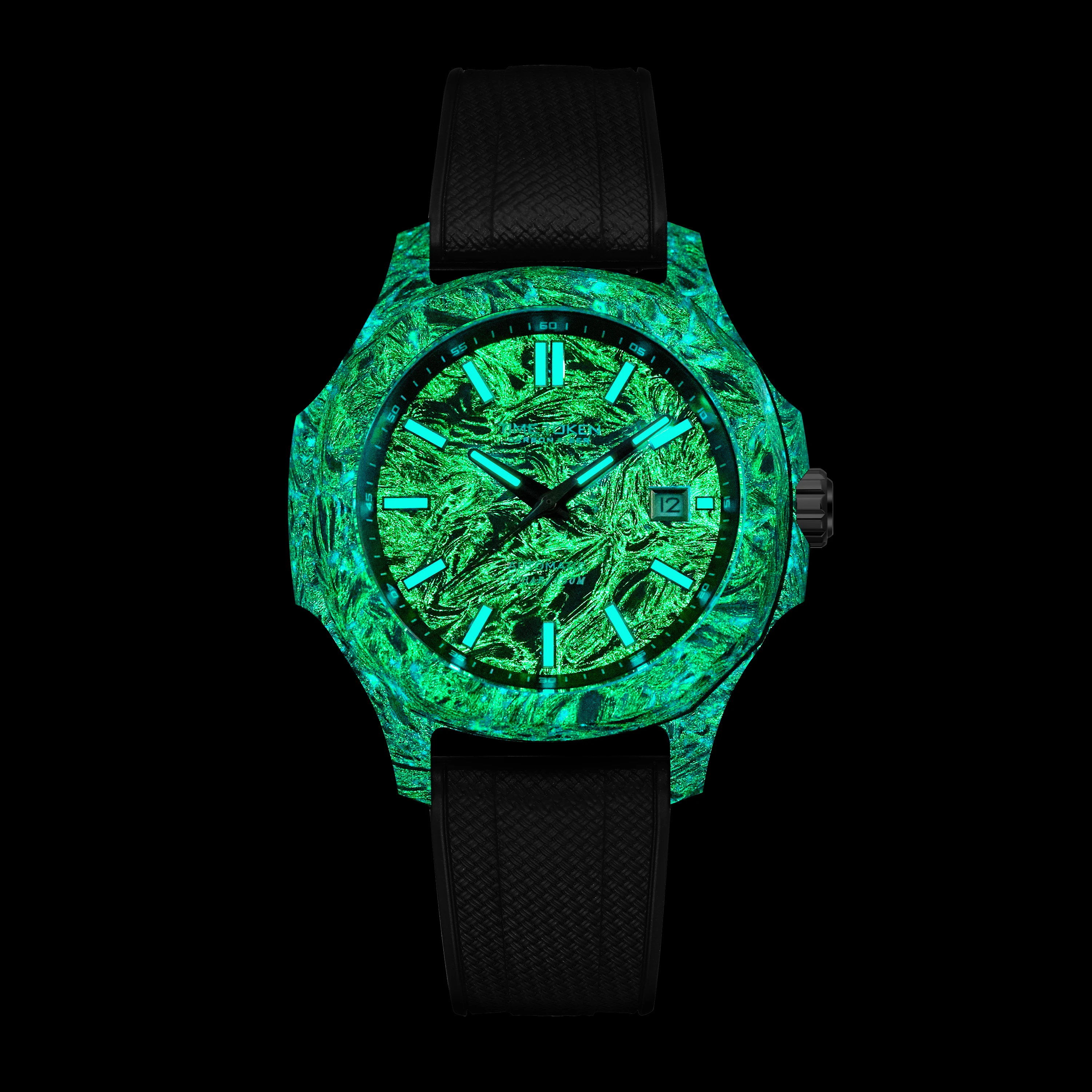 New Carbon Fiber Mens Automatic Watch Octagonal Case MIYOTA 8215 Movement Luxury Dive Wristwatch 100m Water Resistant Luminous