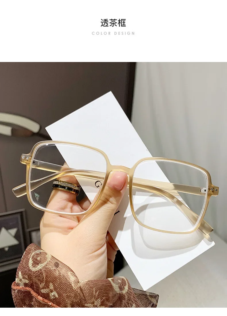 Anti-Blaulicht-Myopie-Brille, Retro-Brille mit großem Rahmen, flache/Grad-Brille, Myopie-Fertigbrille, 0–1,0–1,5–2,0–2,5–3,0–3,5–4,0 – Detail 7