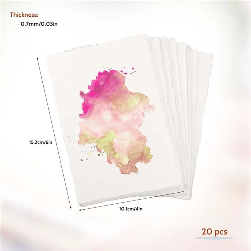 ABVG-ورق أبيض مصنوع يدويًا 25 قطعة ورق ألوان مائية 300 جرام في المتر المربع، لبطاقات المعايدة دهان داي 15.2 × 10.2 سم