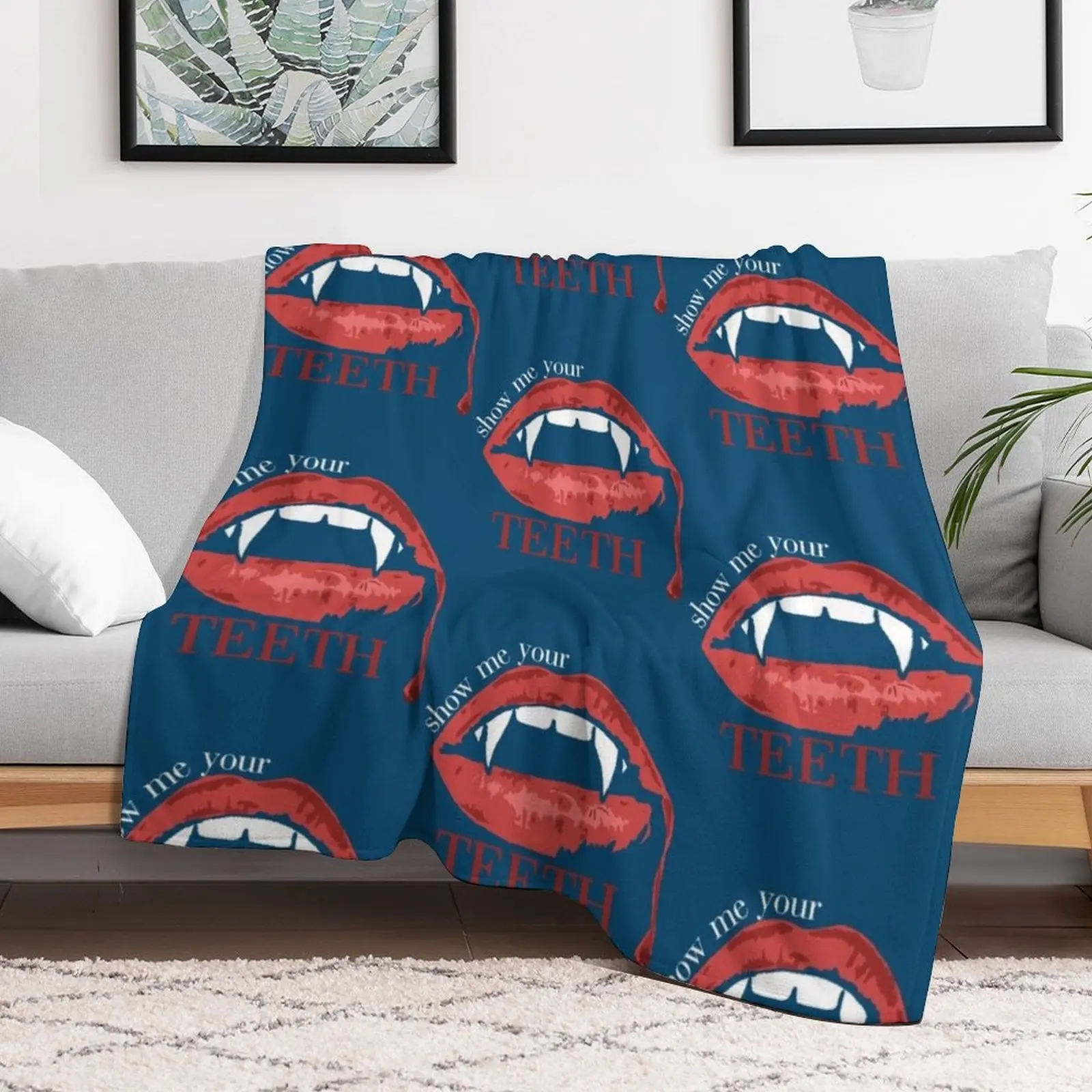 show me your teeth Throw Blanket Luxury Plaid on the sofa Luxury Designer for winter Blankets