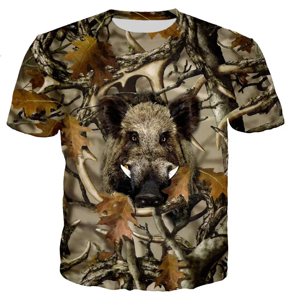 New Camouflage Print Fashion Boar Deer Hunting Animals 3D Printing T Shirts Men Ladies Casual Style Streetwear