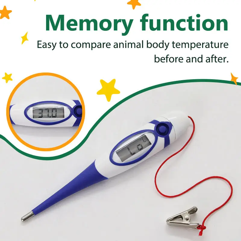 Professional Animal Digital Thermometer with Soft Probe Blue Digital Pet Dog Cat Veterinary Thermometer Waterproof Equipment view 4