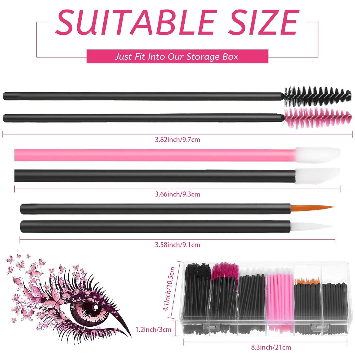 300 Stukken Make-Up Applicators Tools Kit, Inclusief Wegwerp Eyeliner Borstels Stokken Wimper Borstel Lip Toverstokken Met Organizer Box