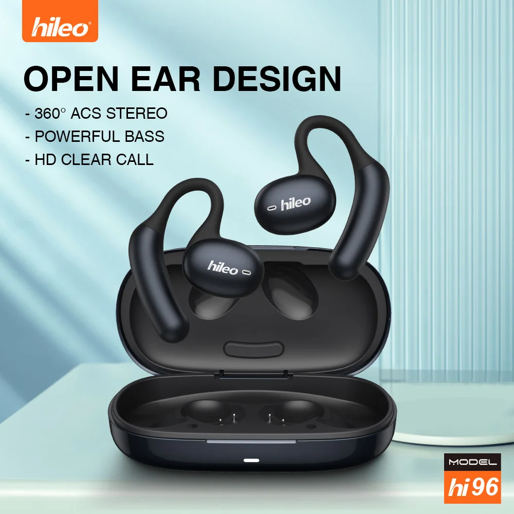 

HiLeo Hi96 OWS True Wireless Bluetooth Earphones with Two Ear Hangers, Open Non In Ear Game Mode, One to Two, 5.4 Painless Weari