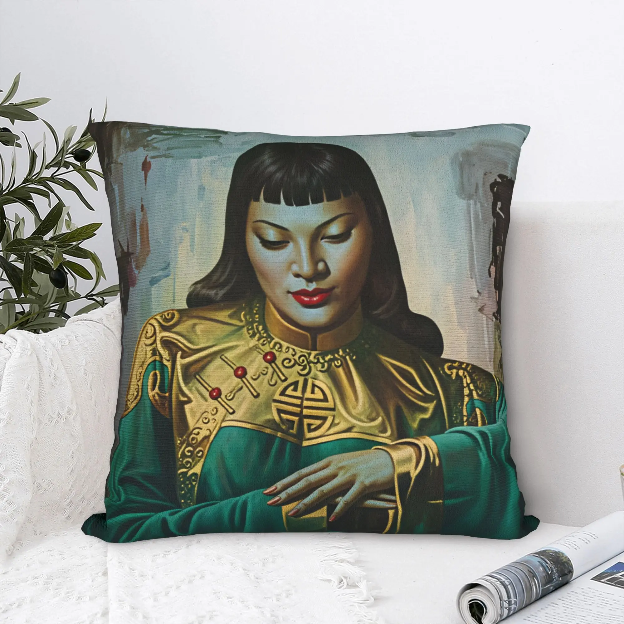 Pillow Case Miss Wong Vladimir Tretchikoff Comfy  Pillow Cover For Sofa Bedroom Home Decor Retro Trendy Pillowcases