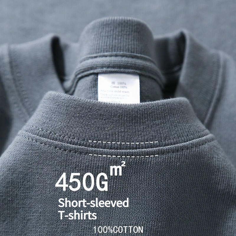 Xin Jiang Cotton 450g M2 Heavy Cotton Short-sleeved T-shirt Men's and Women's Bottoming Shirt Summer White Round Neck Loose 2025 image 2