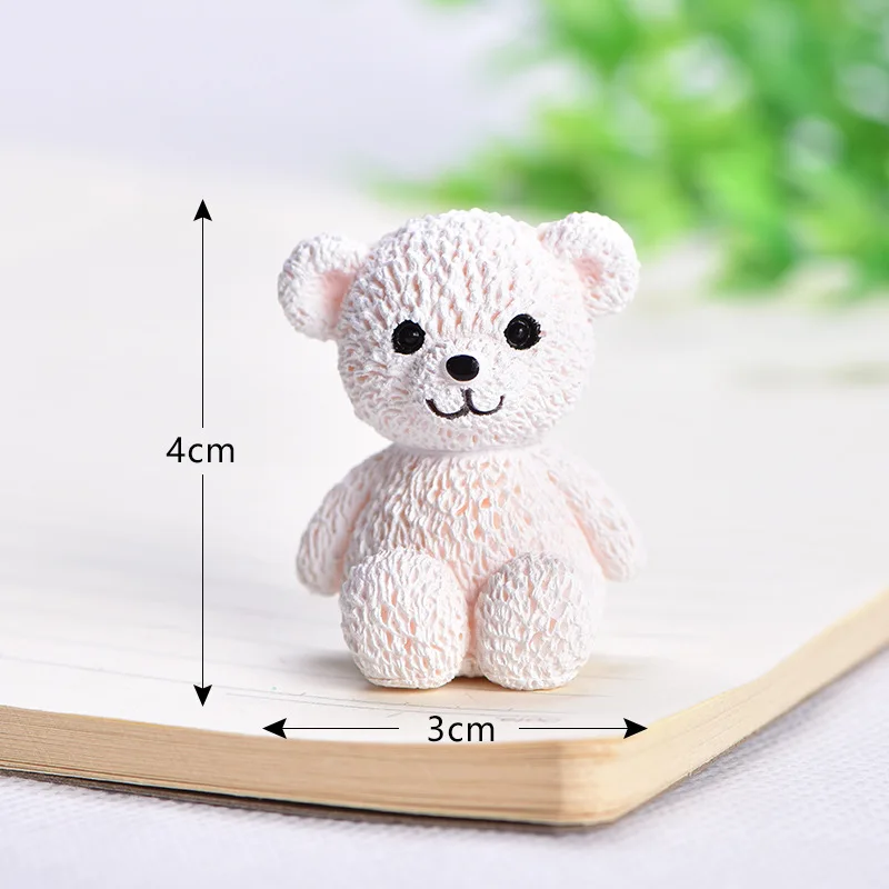 3pcs Kawaii Bear Figurines Small Statue Fairy Garden Miniatures Ornament Dollhouse Home Decoration Accessories Decoration Jardin