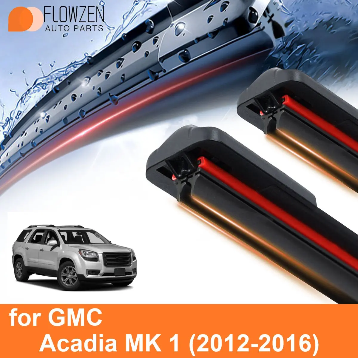 Car Windshield Wiper Blades for GMC Acadia MK 1 Double Rubber Frameless Bracketless WipersSoft Accessories 2013 2014 2015 2016