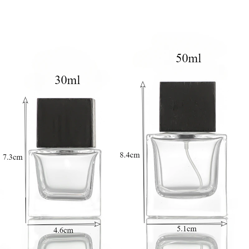 50ml Clear Glass Perfume Spray Bottle Square Nebuliser Portable Toner Dispenser Refillable Perfume Bottle