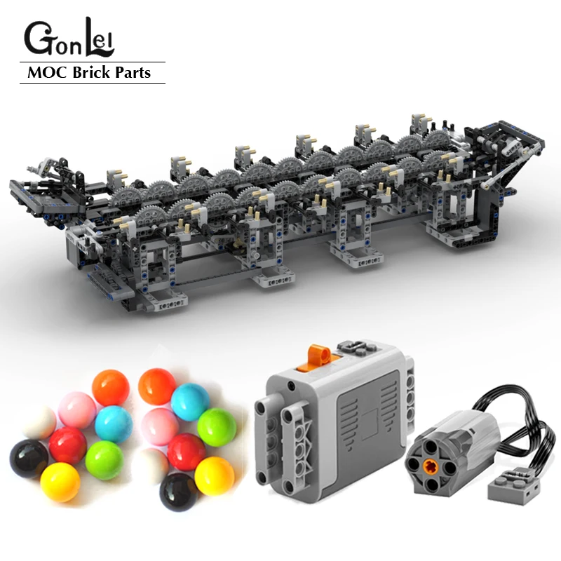 

Technical Gear Coneyor GBC Module Building Block Escalator Horizontal Ball Transmission System Electric Assembly Bricks DIY Toys