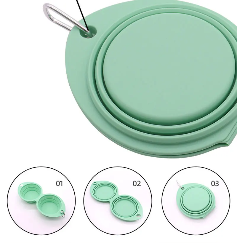 Faltbare Hundenapf-Set aus Silikon: Doppelnapf, Zusammenklappbarer Futter- und Wassernapf für Outdoor und Reisen, Trinknapf für Hunde – Detail 4