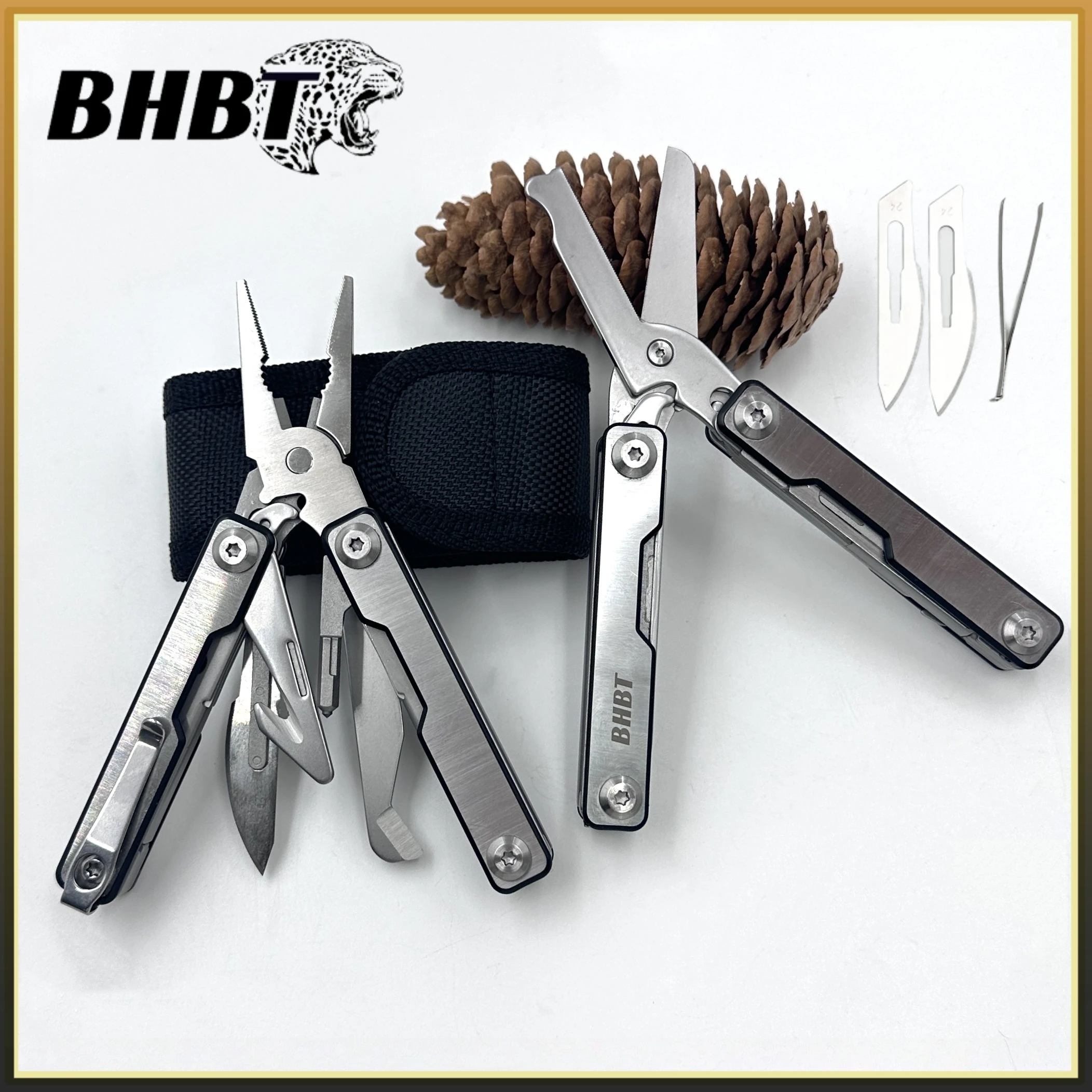 BHBT EDC Mini strumenti multifunzionali in acciaio inossidabile Pinze multiutensile pieghevoli portatili a forbice