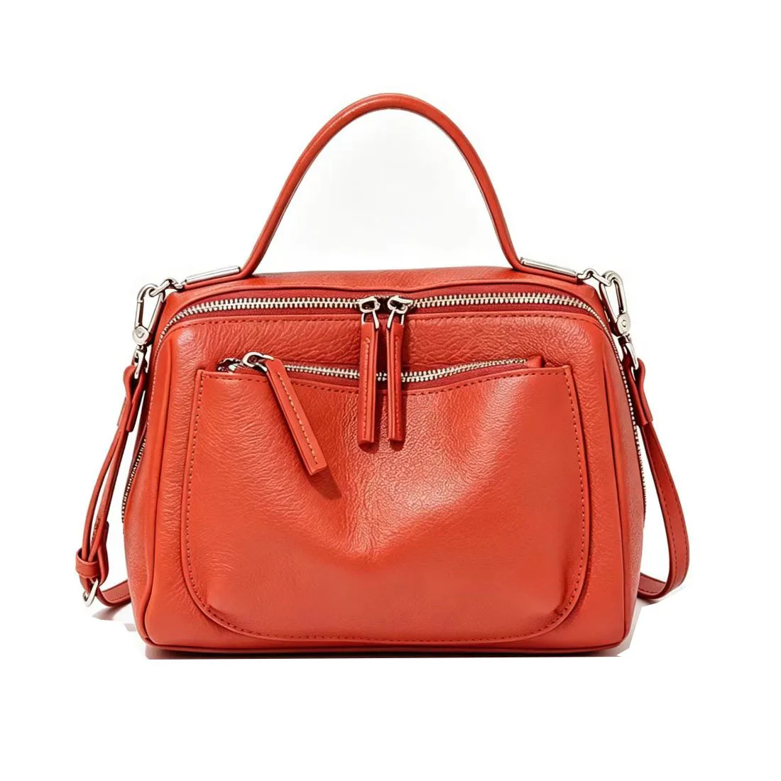 Casual Women Genuine Leather Handbag 2026 New Fashion Ladies Tote Bag Small Multi-Pockets Cowhide Shoulder or Cross-body Bag