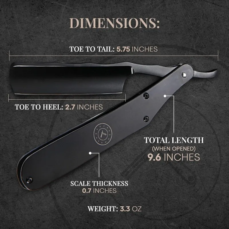 Lancelot Black Stainless Steel Straight Razor，Shave Ready Straight Edge Razor, Stainless Steel,Straight Razors