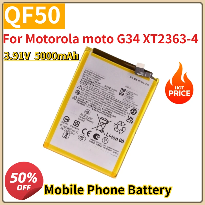New QF50 5000mAhReplacement Mobile Phone Battery For Motorola moto G34 XT2363-4