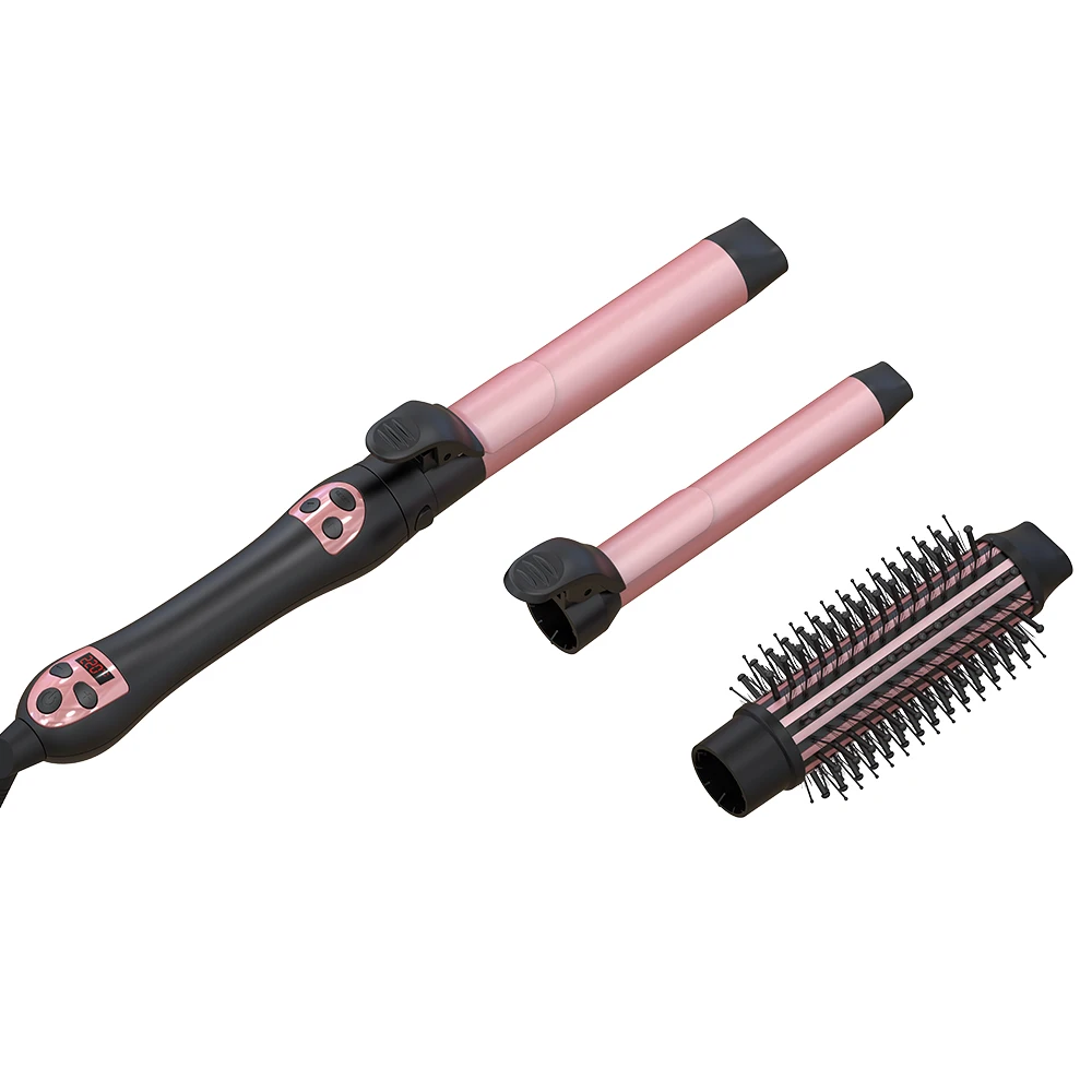 

Auto-Rotating Ceramic Coating MCH Heating Curling Wand Interchangeable Curing Iron Anti-Scald Design Handle Electric Hair Curler