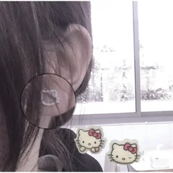 Sanrio Hello Kitty Cartoon Ear Studs Anime Figures Cute Cat Q Figural Earrings Anime Merchandise Decoration Girls Birthday Gifts