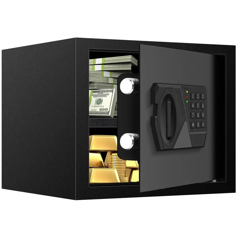 خزائن صغيرة مقاومة للحريق للاستخدام المنزلي، آمنة منزلية رقمية مقاومة للحريق مقاومة للماء مع لوحة مفاتيح قابلة للبرمجة، ومفاتيح احتياطية وقابلة للإزالة