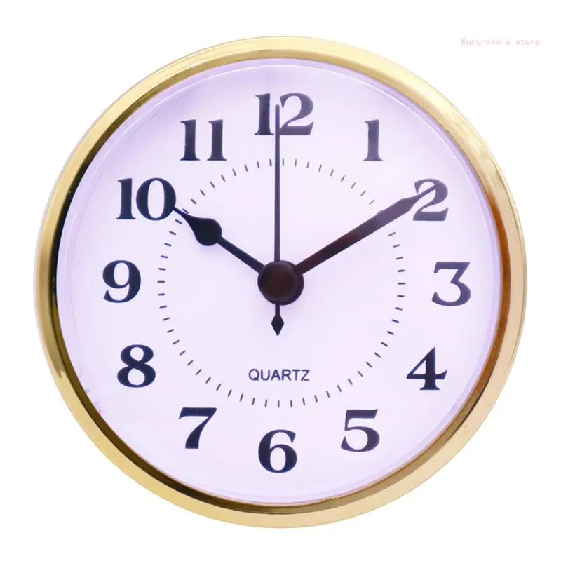 Golden for Rim 90mm Clock Insert Embedded Mini Wall Clock for Head DIY Movement with Arabic Numerals Tools