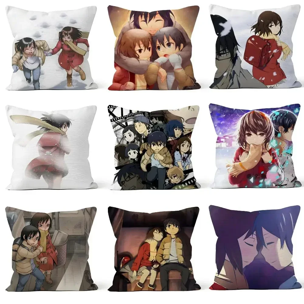 Throw Pillow Cover Soft Short Revival Plush Cushion Case For Sofa Bedroom Cozy Home Kayo Anime ERASED Decor Airi Satoru Gift