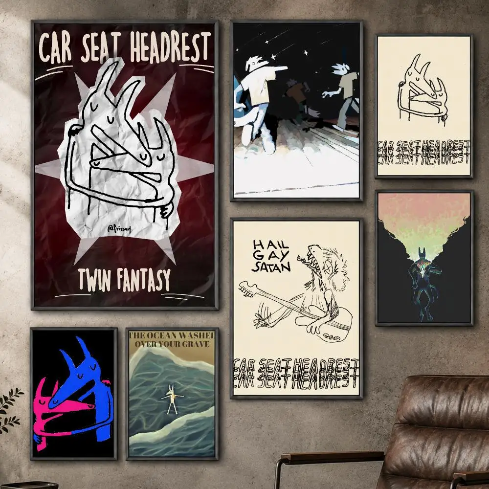 Band Car Seat Headrest Indie Rock Poster  PP Self Adhesive Home Garage Dorm Bar Wall Decor Aesthetic Retro Gift