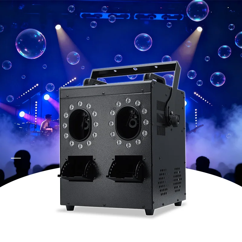 

Light Emitting Diode 2-Head Smoke Bubble Machine with Fog for Wedding Parties Stage Events