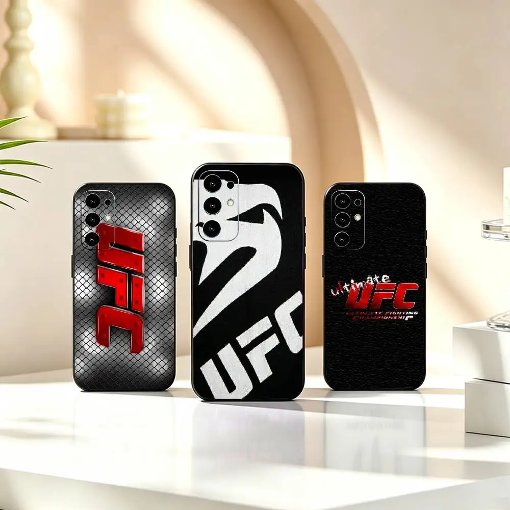 U-UFC Logo Phone Case Black Silicone Soft For Samsung S26,S25,S24,S23,S22,S21,S30,Ultra,Plus,Fe,Lite