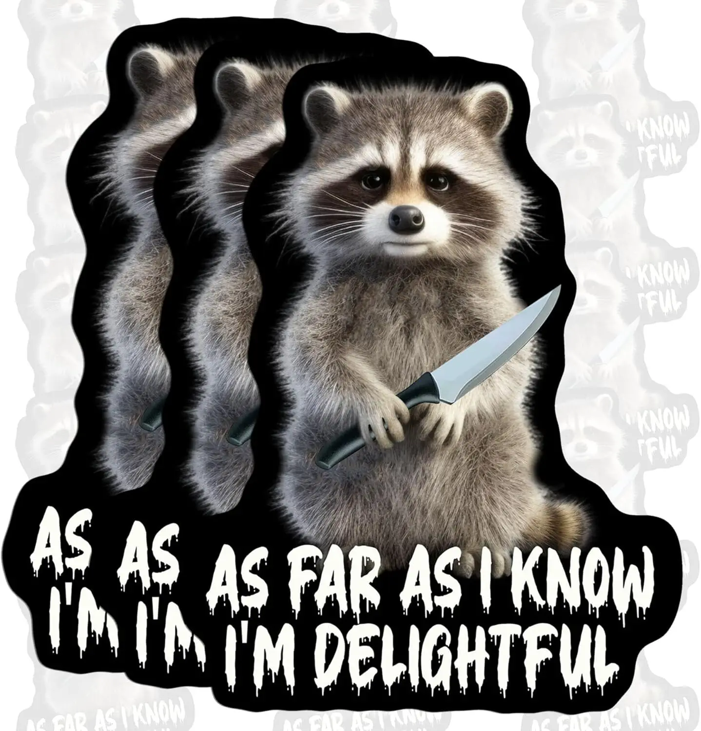 

3 шт.-забавный енот с наклейкой на нож, как вдали, как я знаю, я наслаждайтесь мем, енот, водонепроницаемая виниловая наклейка