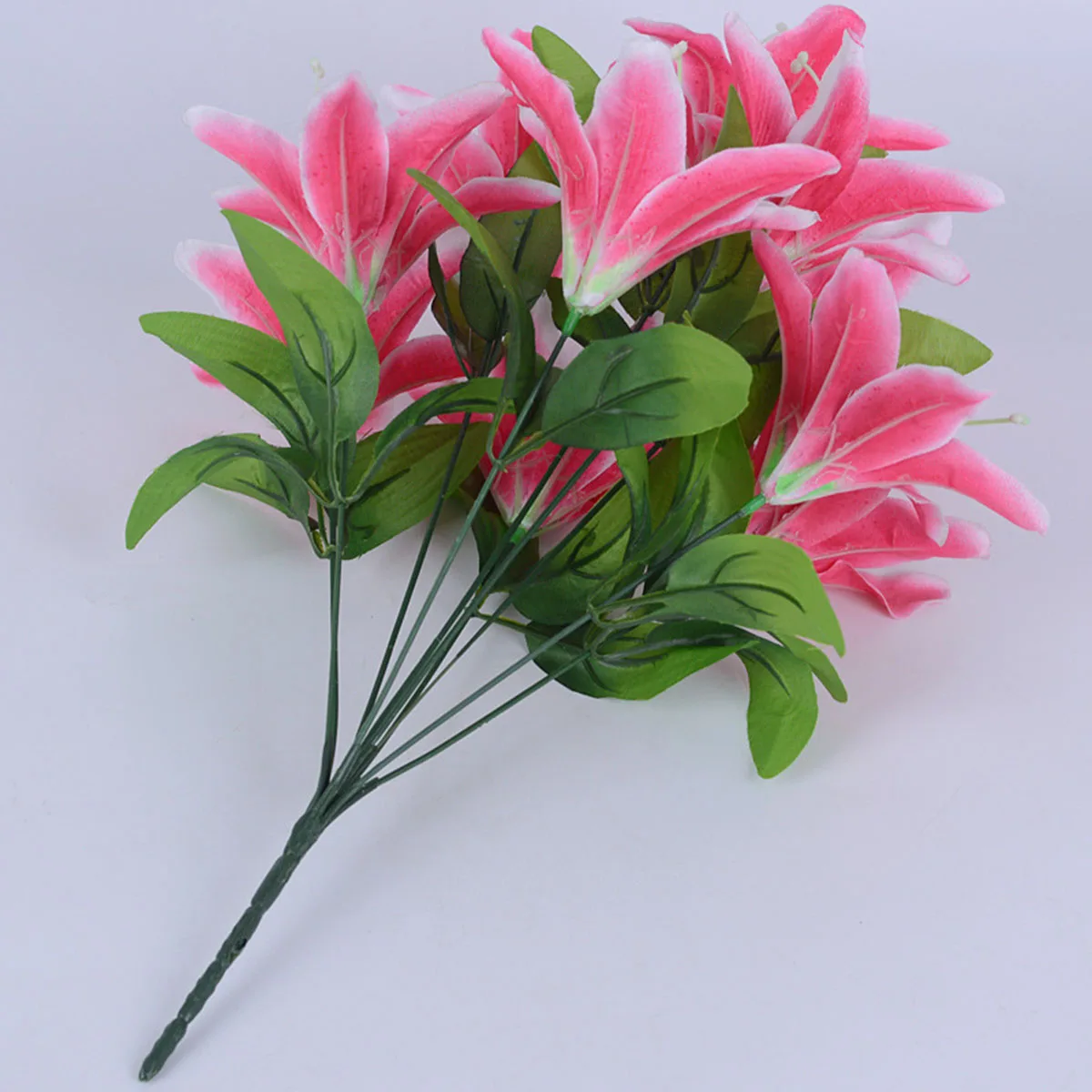 7 Heads Artificial Lily Flowers European Multicolor Fake Bridal Flower Bouquet Wedding Home Party Decoration Flowers