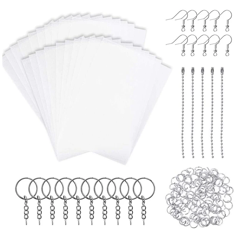 Shrinky Art Paper Heat Shrink Sheet Plastic Kit Hole Punch Keychains Pencils DIY Drawing-A73M view 4