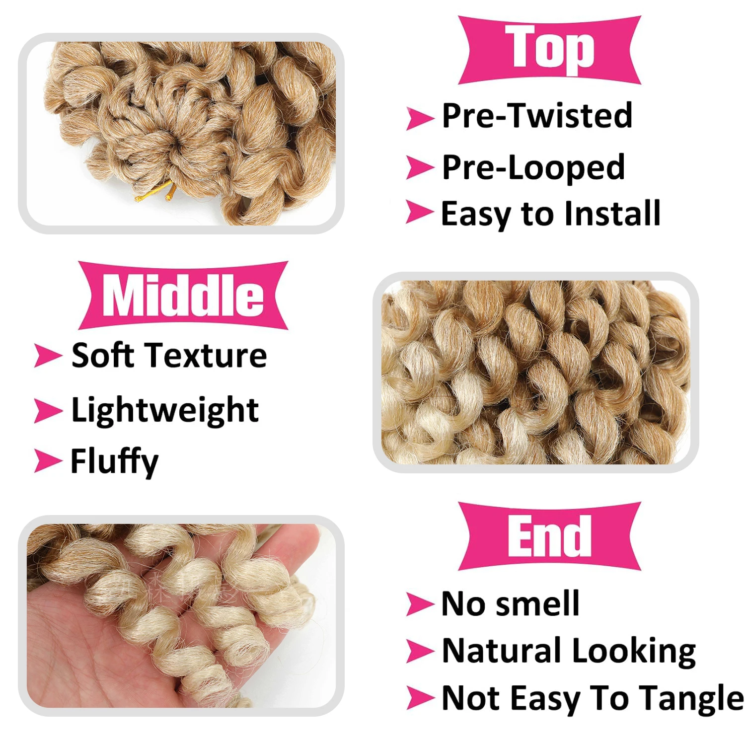 8/10/12 นิ้วจาเมกา BOUNCE ผมโครเชต์สําหรับผู้หญิง Jumpy Wand หยิกผมโครเชต์สั้น Pre Looped CURLY ผมโครเชต์สังเคราะห์